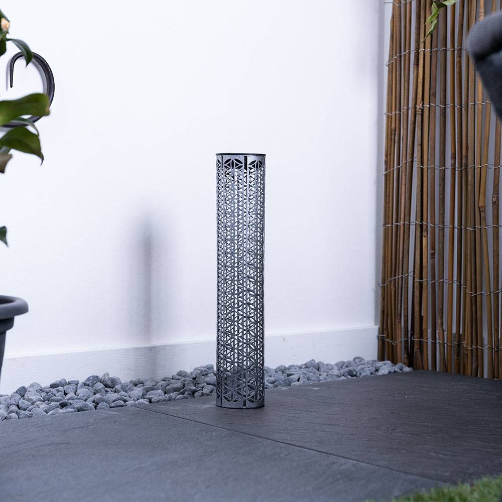 Solar Gartenlampe für Außen Solarleuchte Outdoor Solarlampe mit Erdspieß in silber, Fackel orientalisch, LED Akku, DxH 7x46 cm, 2er Set