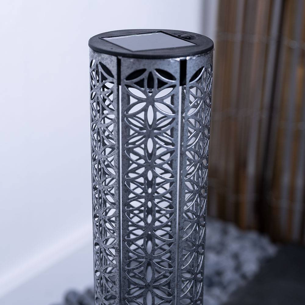 Solar Gartenlampe für Außen Solarleuchte Outdoor Solarlampe mit Erdspieß in silber, Fackel orientalisch, LED Akku, DxH 7x46 cm, 2er Set