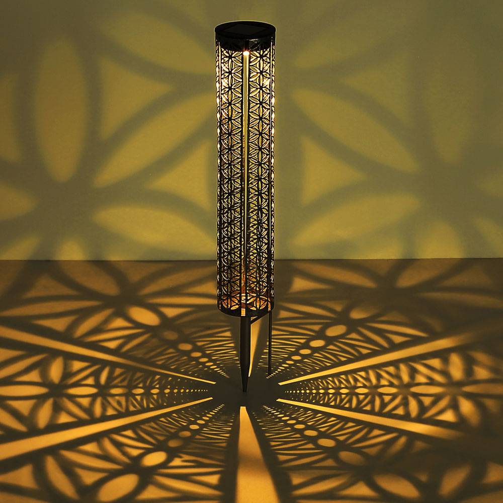 Solar Gartenlampe für Außen Solarleuchte Outdoor Solarlampe mit Erdspieß in silber, Fackel orientalisch, LED Akku, DxH 7x46 cm, 2er Set