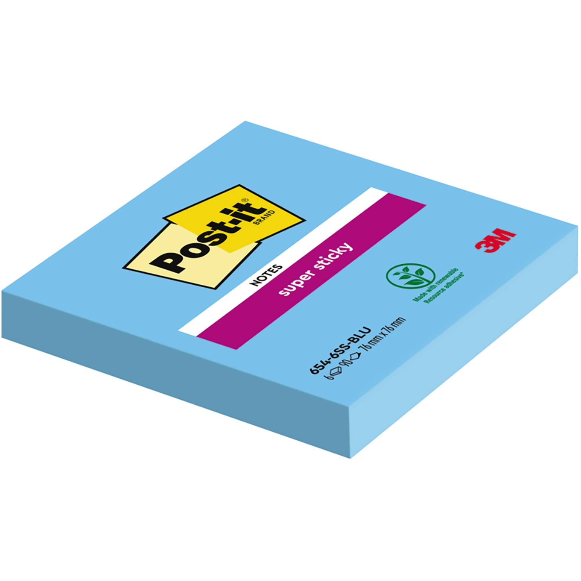 Post-it Haftnotiz Super Sticky Notes 76x76mm paradisebl 6x90Bl
