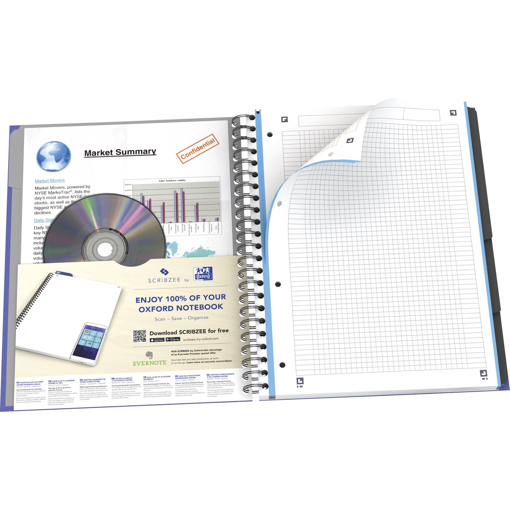 Oxford Registerbuch European Book Office 100104738 kariert 120Blatt