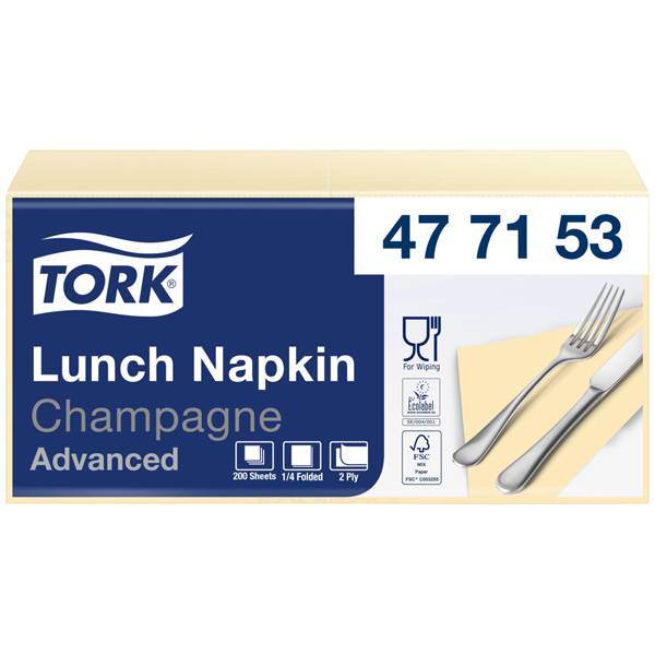 Tork Lunchserviette 33 x 33 cm Champagne (200 Stück) Ideal für Snacks & kleinere Mahlzeiten geeignet 200 / Packung