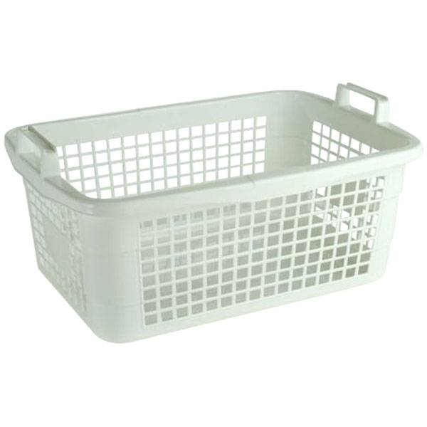 Wäschekorb eckig 45 Liter weiß mit hochstehenden Griffen weiß