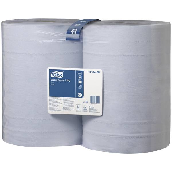 Tork W1 Papierwischtücher Standard Blau (2 Rollen) Für grundlegende Wischarbeiten & zum Abwischen der Hände geeignet 2 Rollen