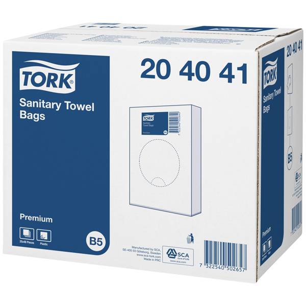 Tork B5 Hygienbeutel Weiß (25 Stück) Ideal für die saubere & diskrete Entsorgung von Hygieneabfällen 25 Stück