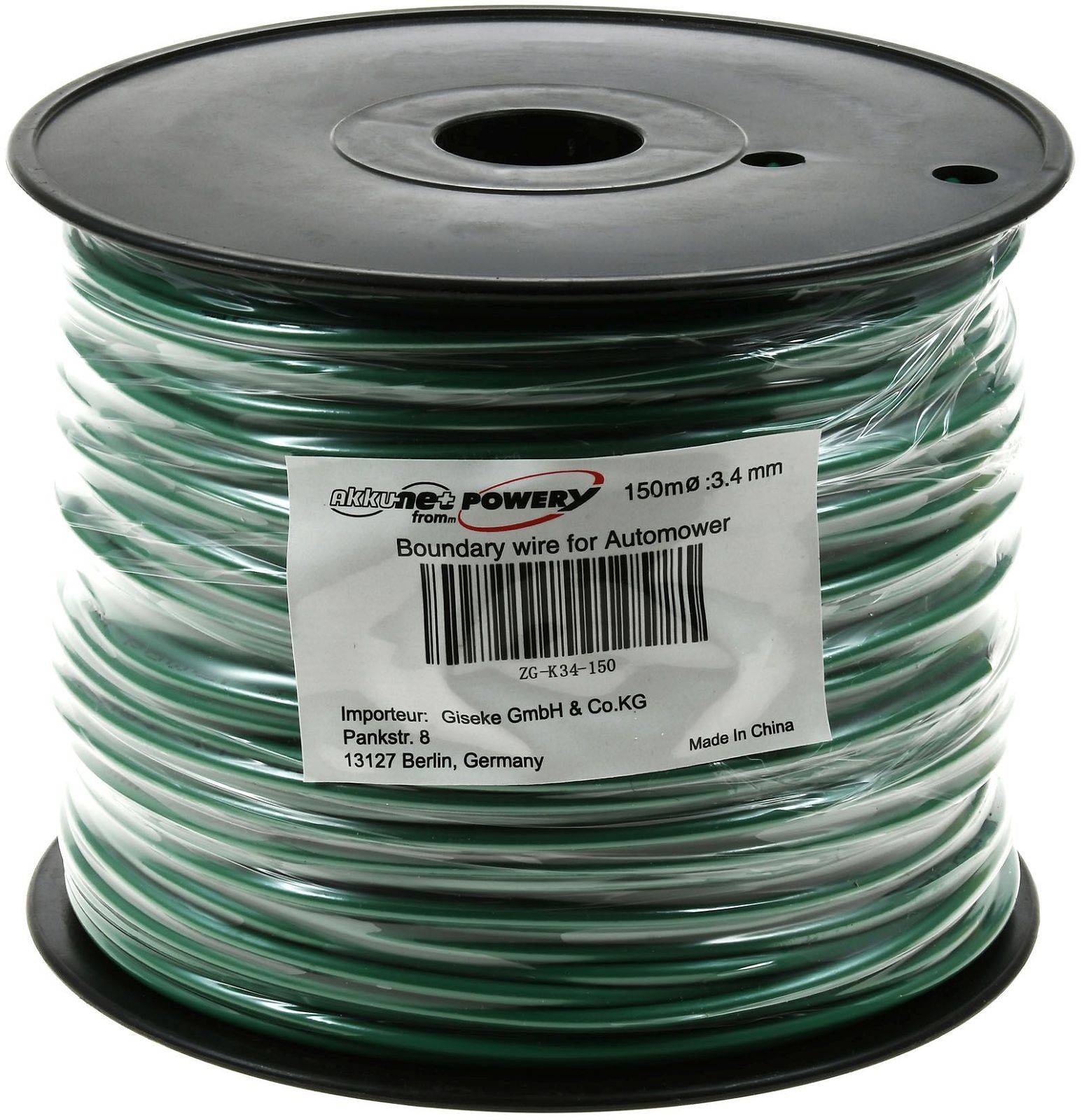 Powery 150m Begrenzungskabel kompatibel mit Mähroboter Gardena, Husqvarna Automower 3,4mm