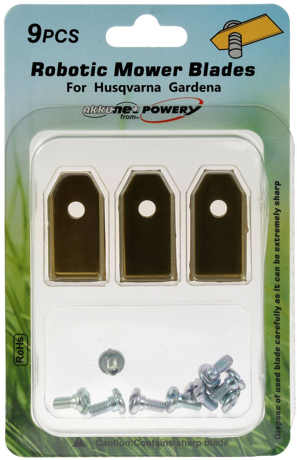 Powery 9x Ersatzmesser 0,75mm Titan Gold kompatibel mit Husqvarna Gardena Mähroboter