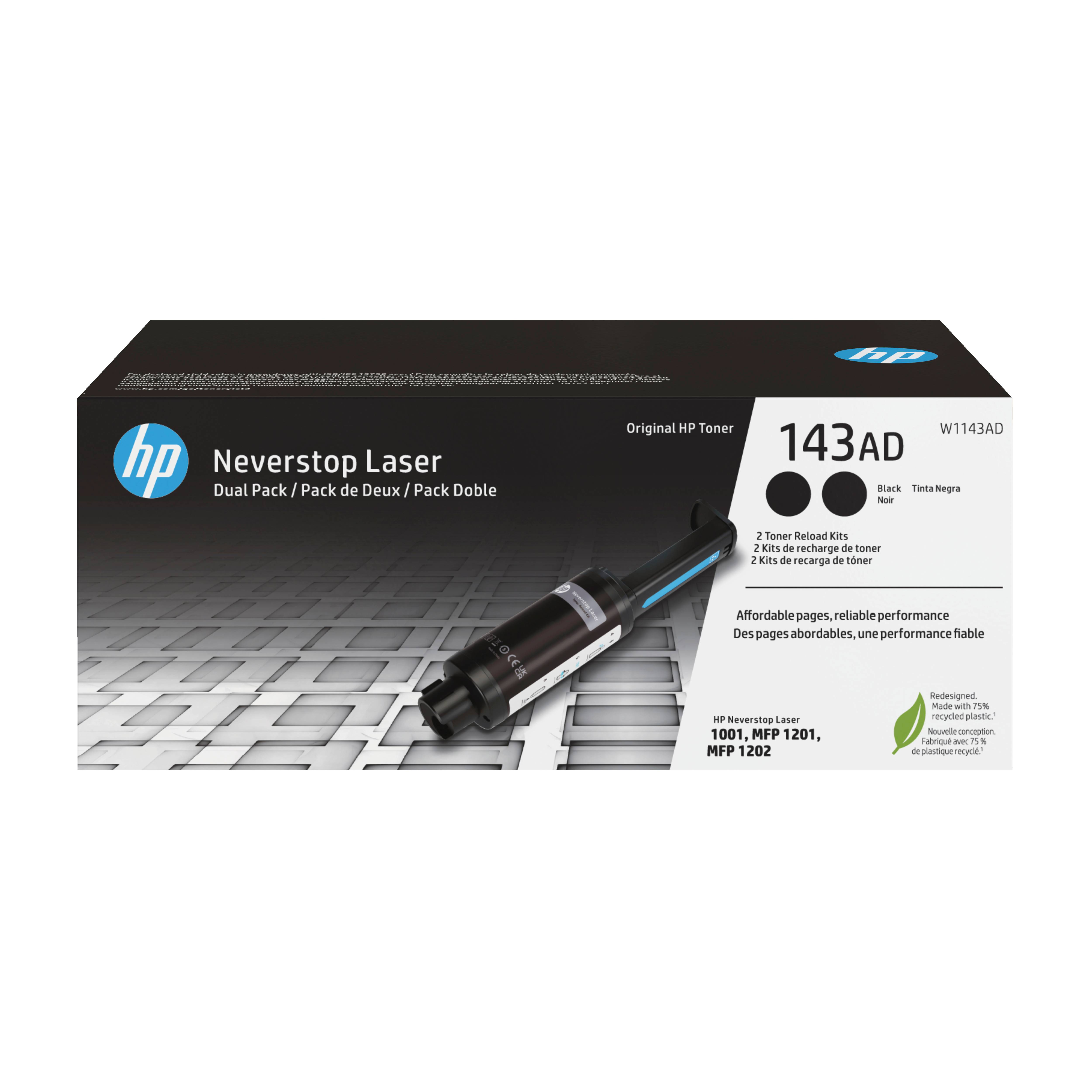 HP 143AD - 2er-Pack - Schwarz - Tonernachfüllung