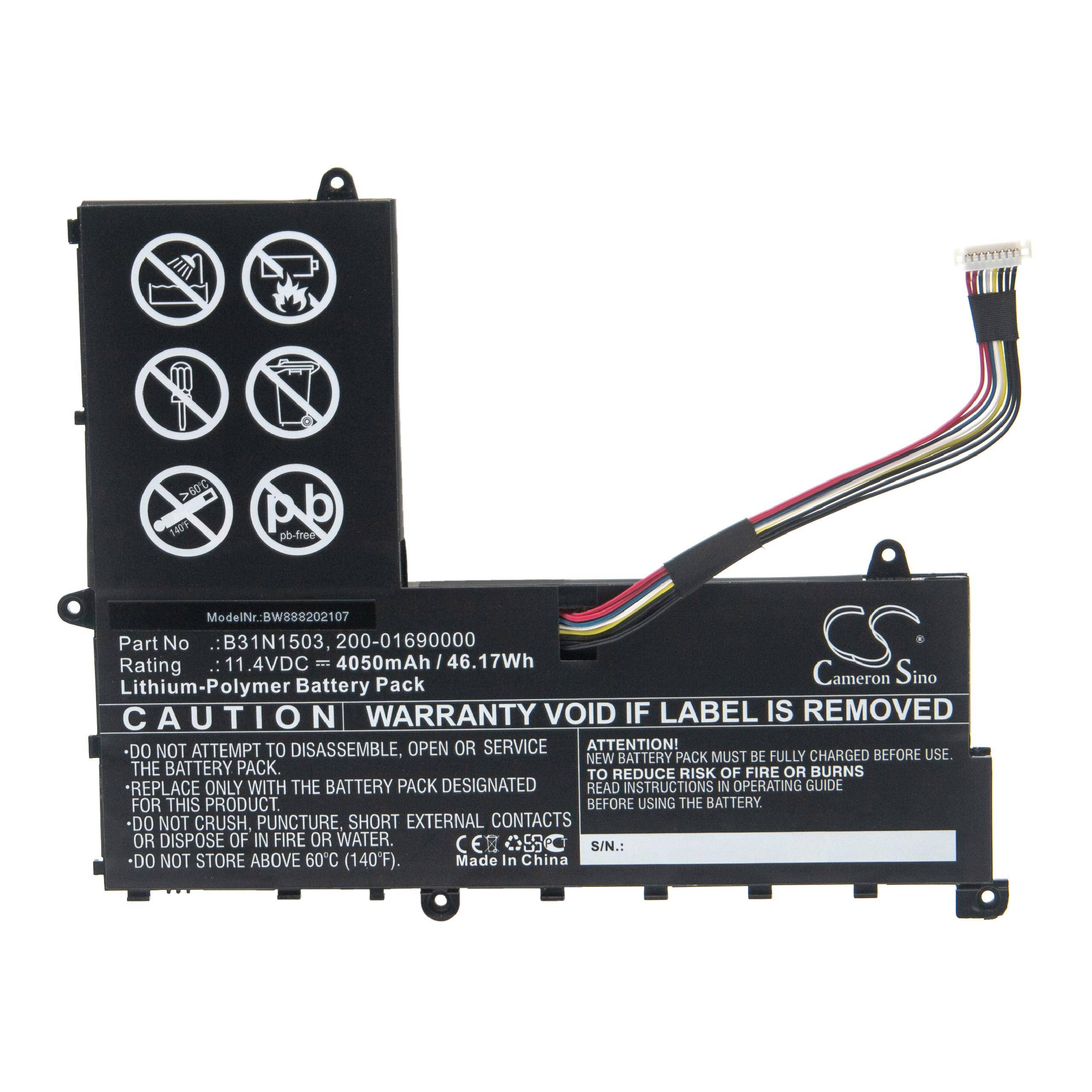 vhbw Akku Ersatz für Asus 0B200-01690000, B31N1503 für Notebook (4050 mAh, 11,4 V, Li-Polymer)