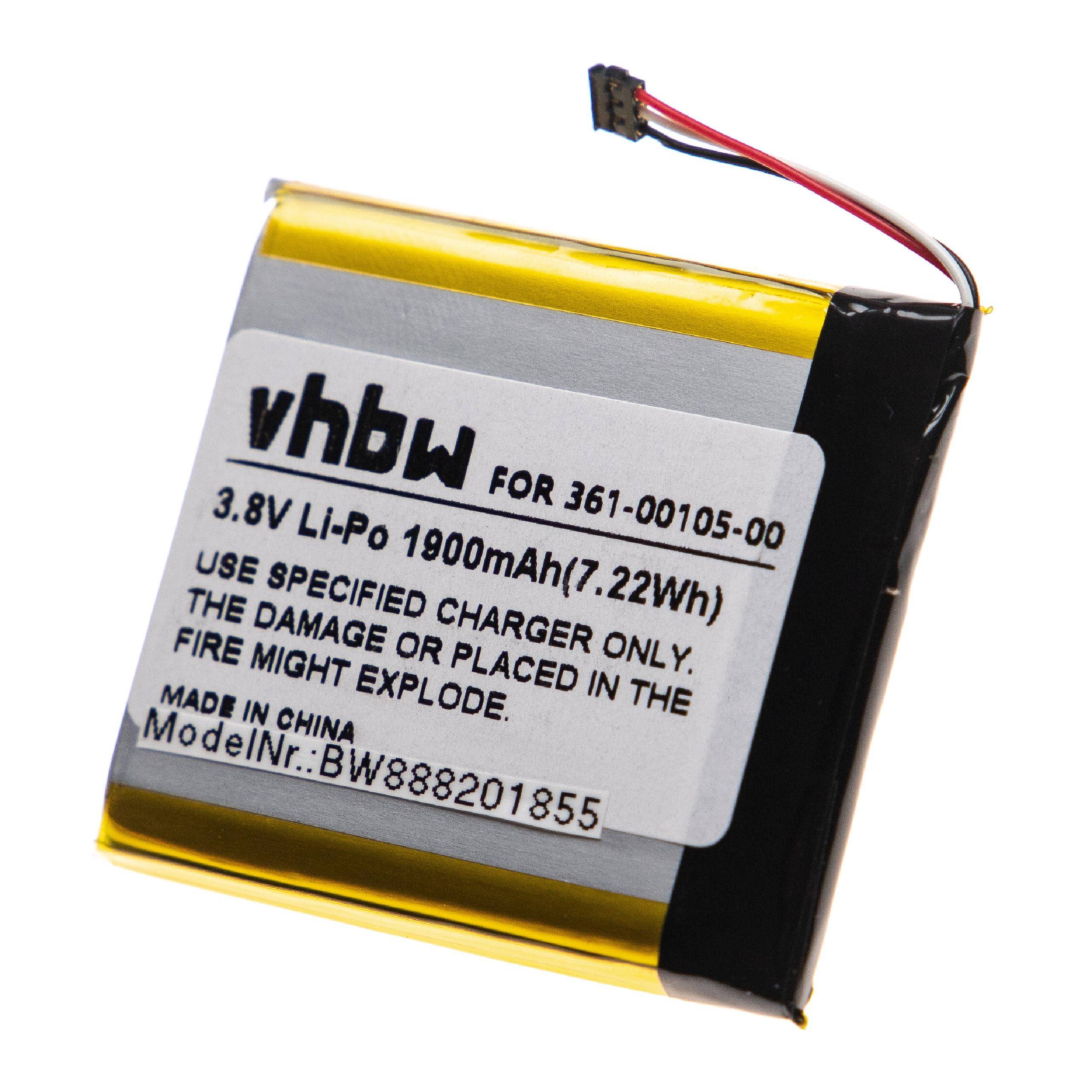 vhbw Akku Ersatz für Garmin 1ICP7/49/43, 361-00105-00 für GPS Fahrradcomputer Radcomputer (1900 mAh, 3,8 V, Li-Polymer)