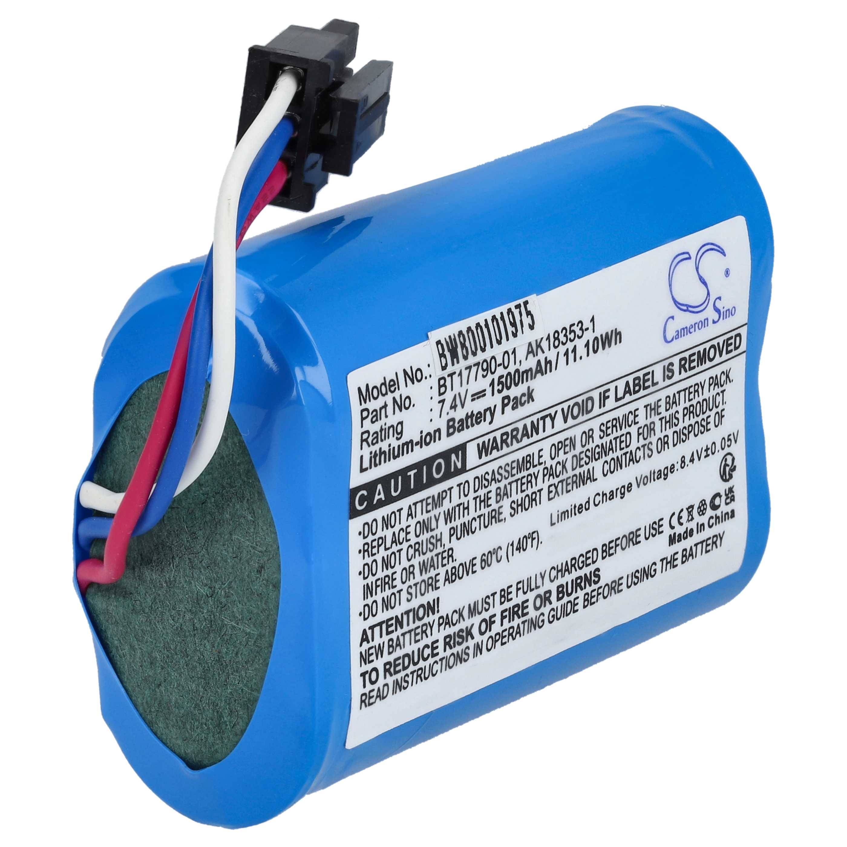 vhbw Akku Ersatz für Zebra BT17790-1, BT17790-2, AK18353-1 für Drucker Kopierer Scanner Etiketten-Drucker (1500 mAh, 7,4 V, Li-Ion)