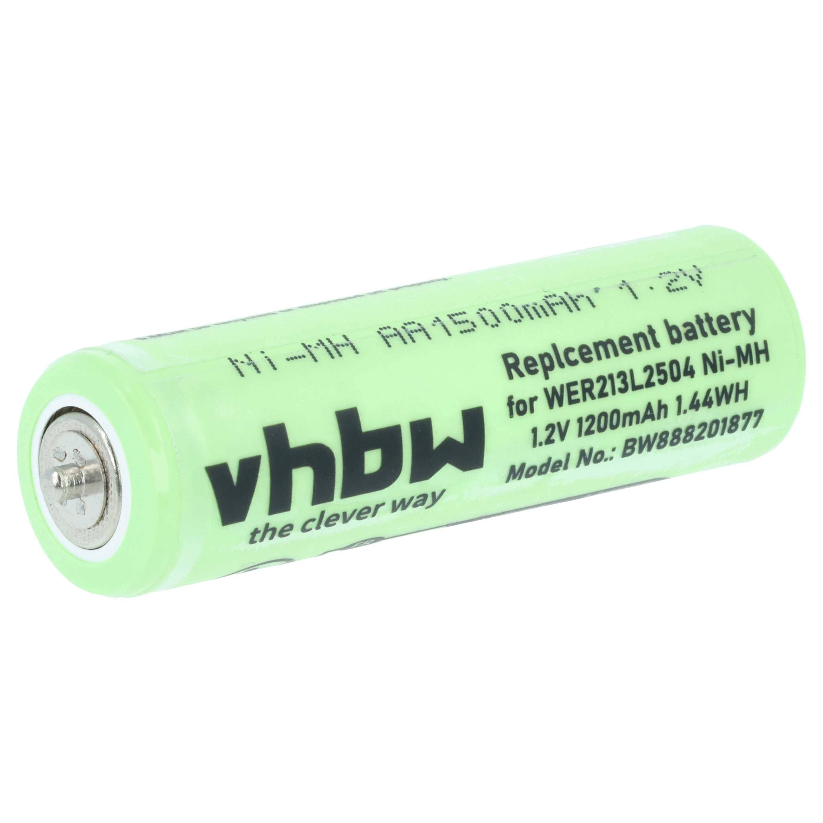 vhbw Akku kompatibel mit Panasonic ER206, ER207, ER213, ER214, ER215, ER2061 Rasierer Haarschneider (1200mAh, 1,2V, NiMH)
