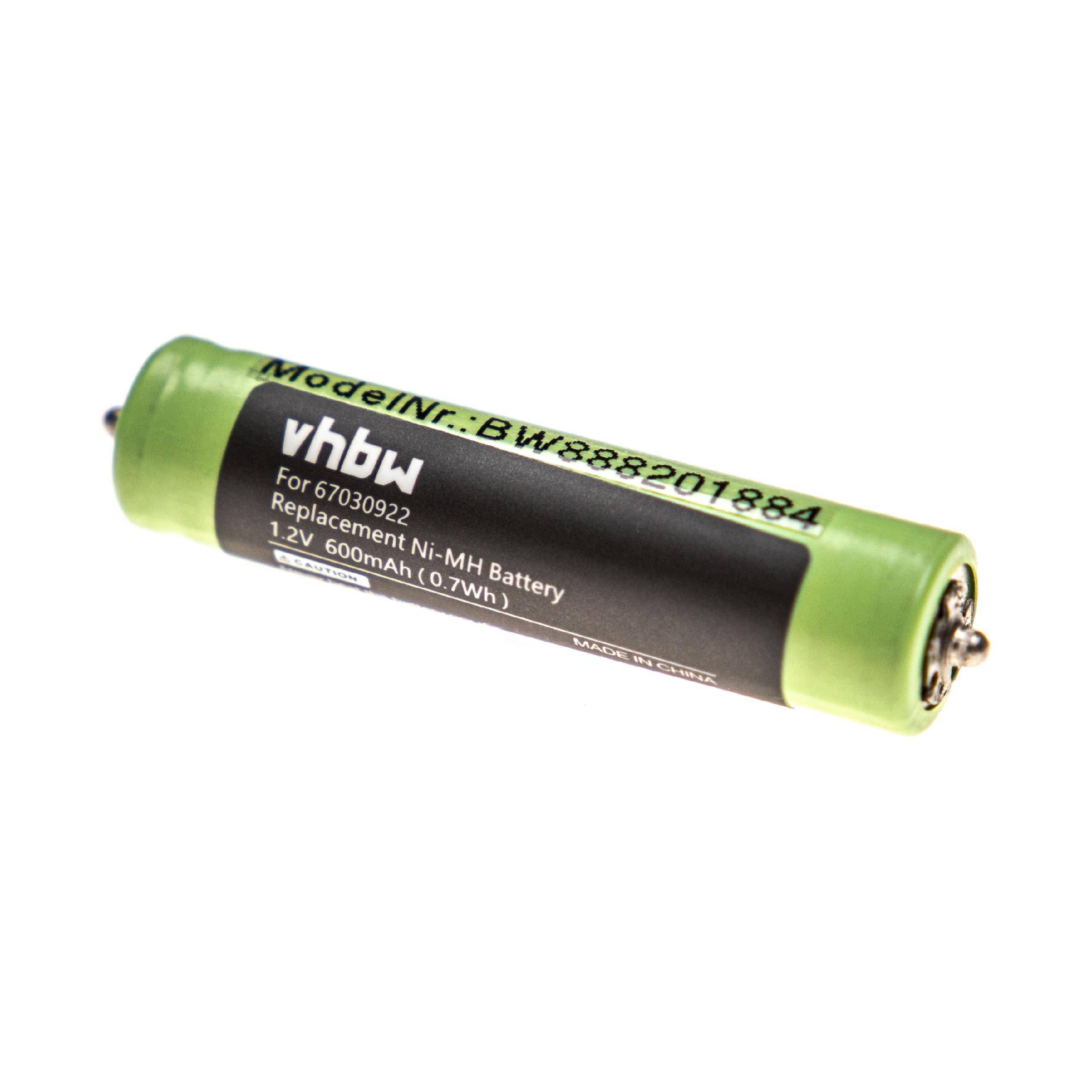 vhbw Akku kompatibel mit Braun Cruzer2 2865, Cruzer2 2874, Cruzer2 2878 Rasierer Haarschneider (600mAh, 1,2V, NiMH)