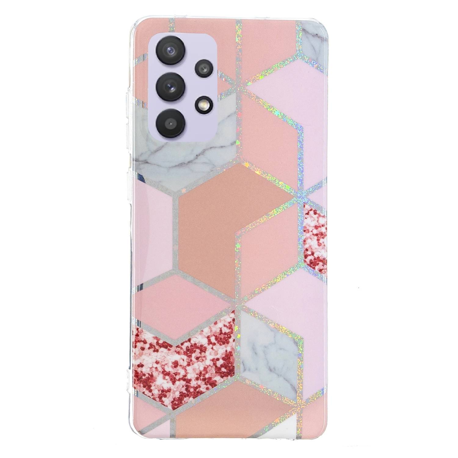 Für Samsung Galaxy A32 5G Silikon Case TPU Motiv Rhombus Schutz Muster Tasche Hülle Cover Etuis Zubehör Pink