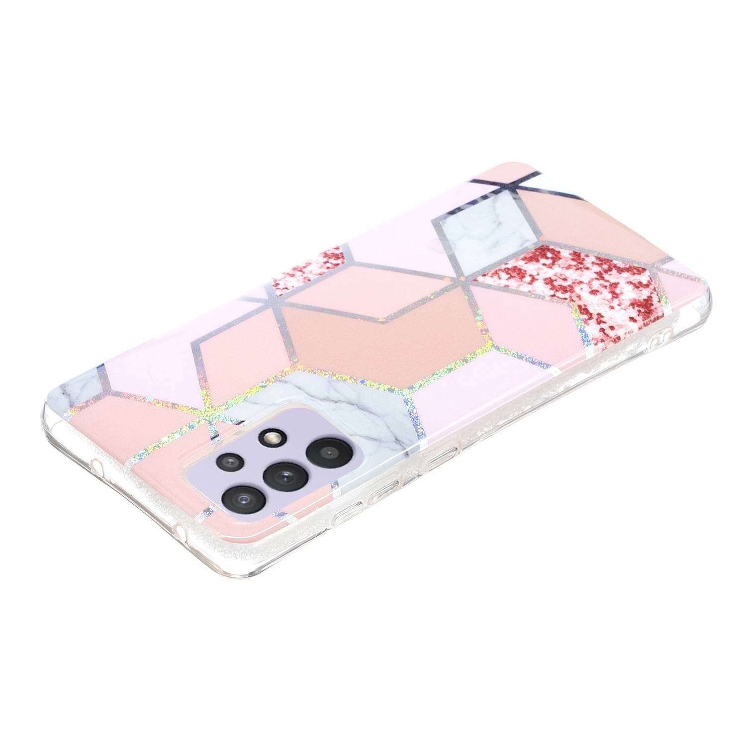 Für Samsung Galaxy A32 5G Silikon Case TPU Motiv Rhombus Schutz Muster Tasche Hülle Cover Etuis Zubehör Pink
