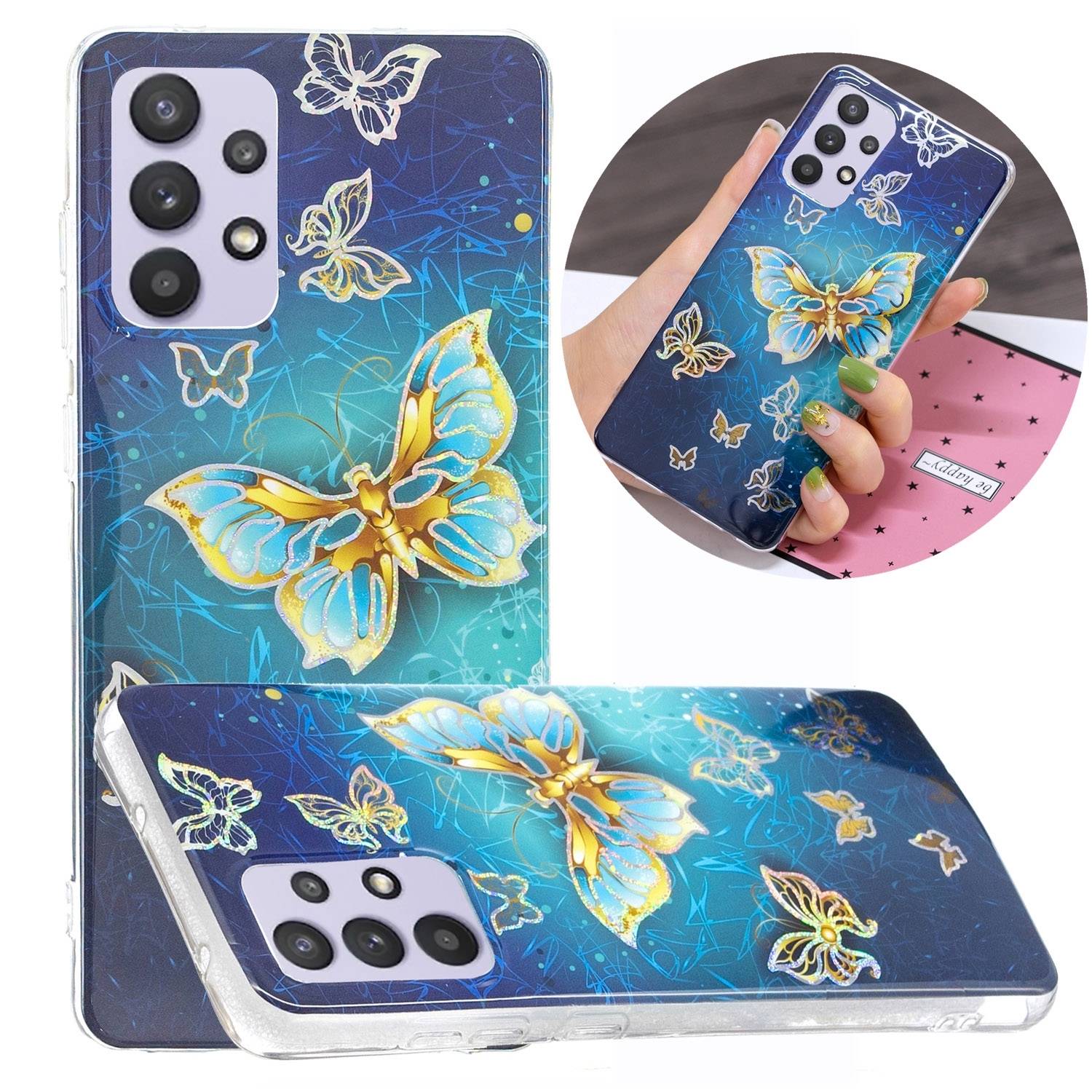 Für Samsung Galaxy A32 5G Silikon Case TPU Motiv Butterfly Schutz Muster Tasche Hülle Cover Etuis Zubehör