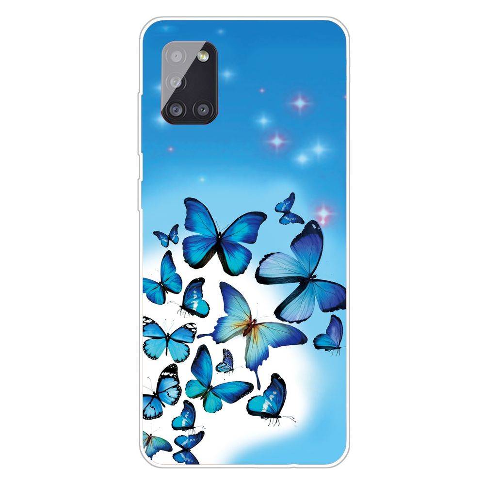 Für Samsung Galaxy A41 Silikon Case TPU Motiv Butterfly Schutz Muster Tasche Hülle Cover Etuis Zubehör Blau