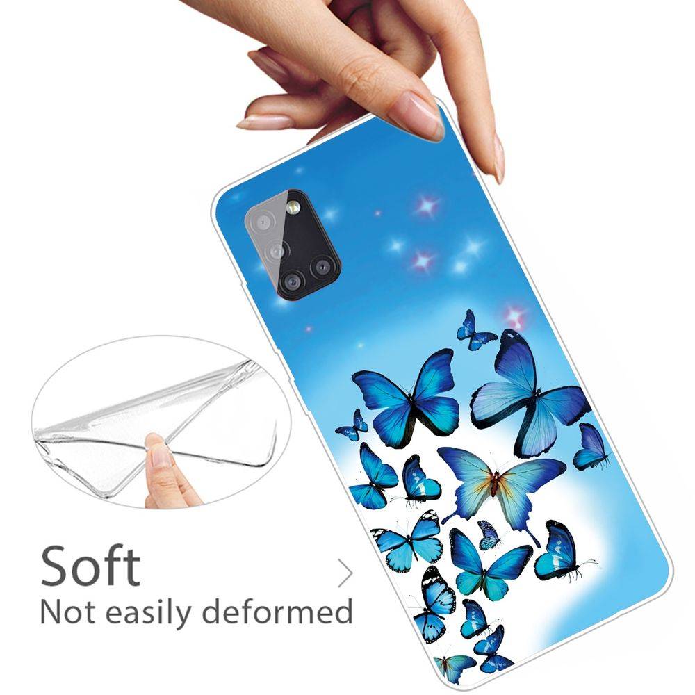 Für Samsung Galaxy A41 Silikon Case TPU Motiv Butterfly Schutz Muster Tasche Hülle Cover Etuis Zubehör Blau