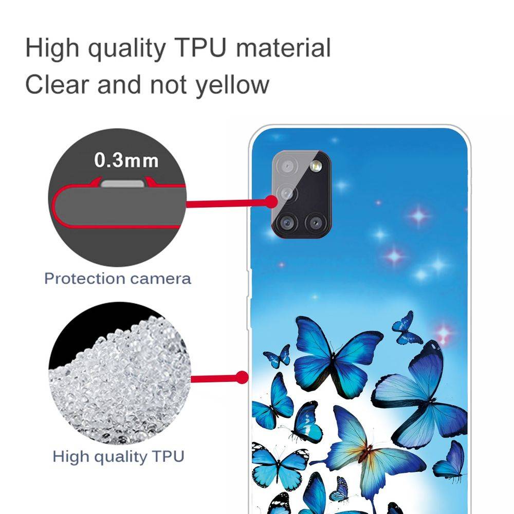 Für Samsung Galaxy A41 Silikon Case TPU Motiv Butterfly Schutz Muster Tasche Hülle Cover Etuis Zubehör Blau