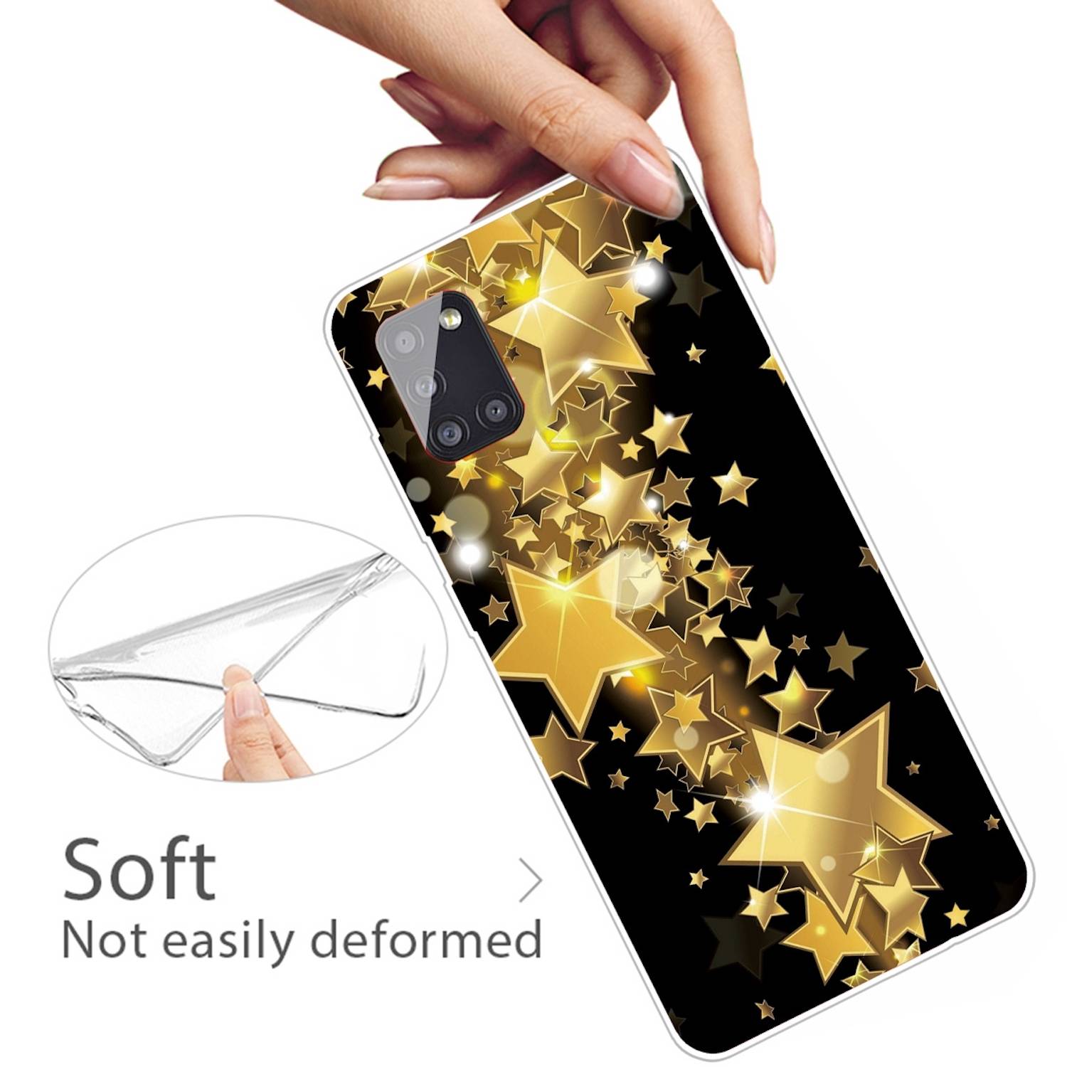 Für Samsung Galaxy A41 Silikon Case TPU Motiv Gold Star Schutz Muster Tasche Hülle Cover Etuis Zubehör