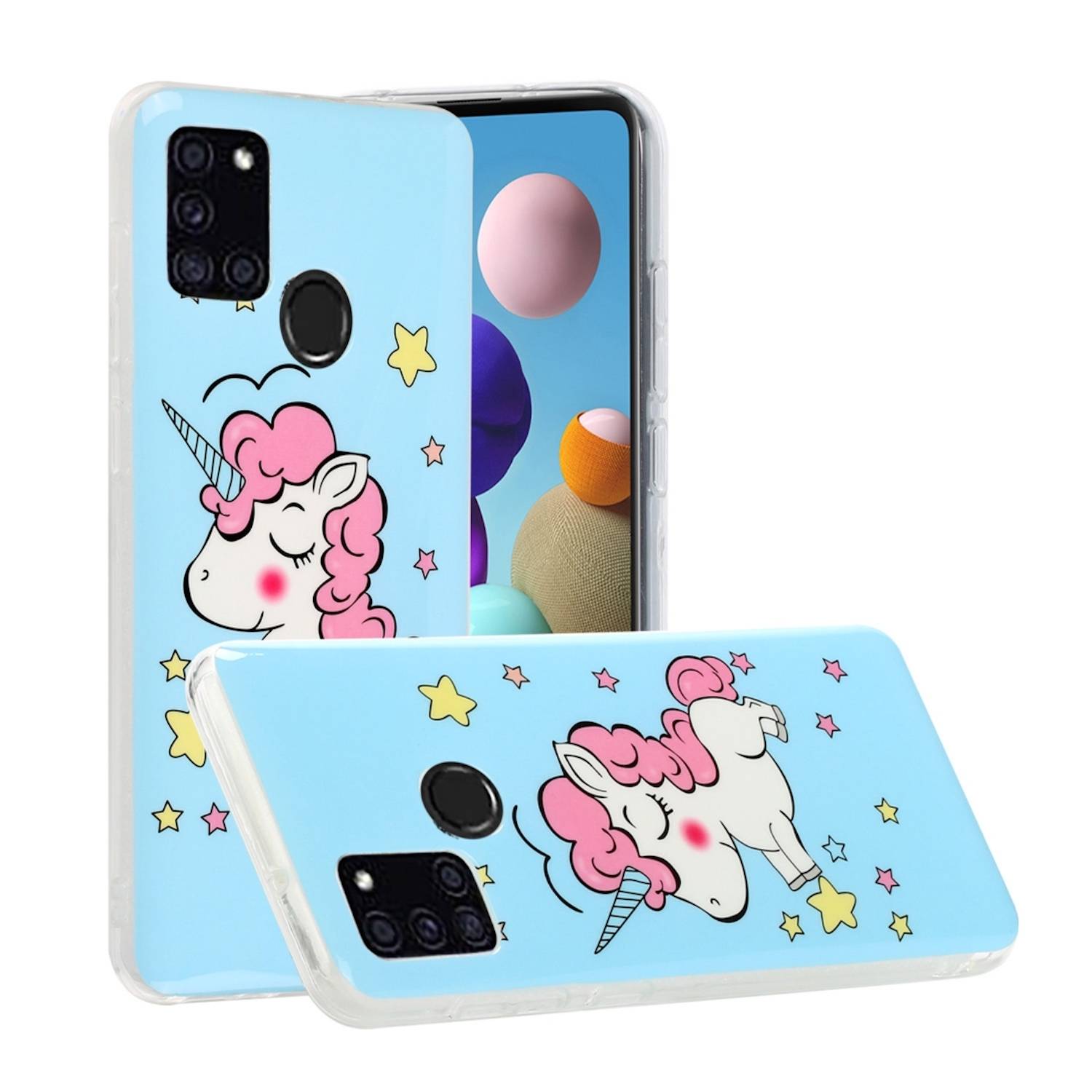 Für Samsung Galaxy A21s Silikon Case TPU Motiv Einhorn Schutz Muster Tasche Hülle Cover Etuis Zubehör
