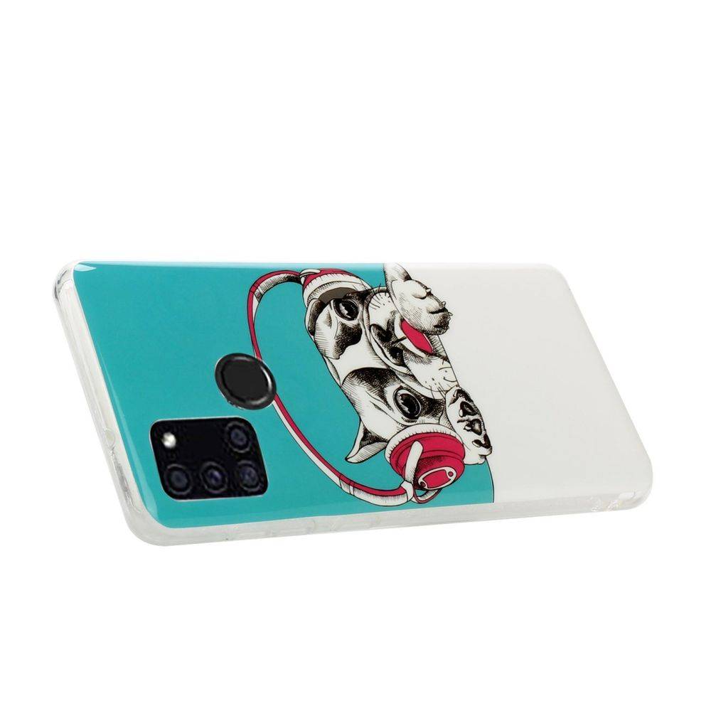 Für Samsung Galaxy A21s Silikon Case TPU Motiv Headset Dog Schutz Muster Tasche Hülle Cover Etuis Zubehör