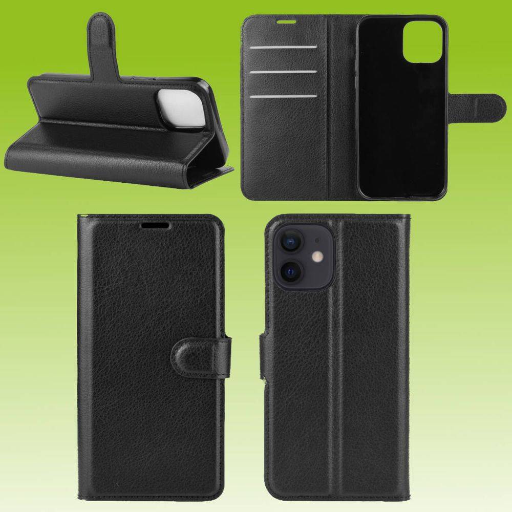 Für Apple iPhone 12 Mini 5.4 Zoll Handy Tasche Wallet Premium Schwarz Schutz Hülle Case Cover Etuis Neu Zubehör