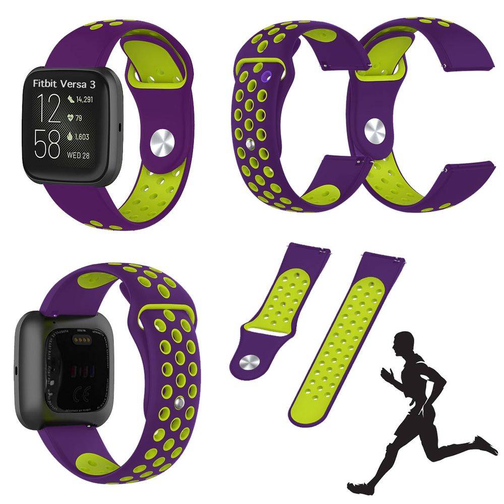 Für Fitbit Versa 3 Fitness Uhr Kunststoff Silikon Ersatz Armband für Lila / Grün