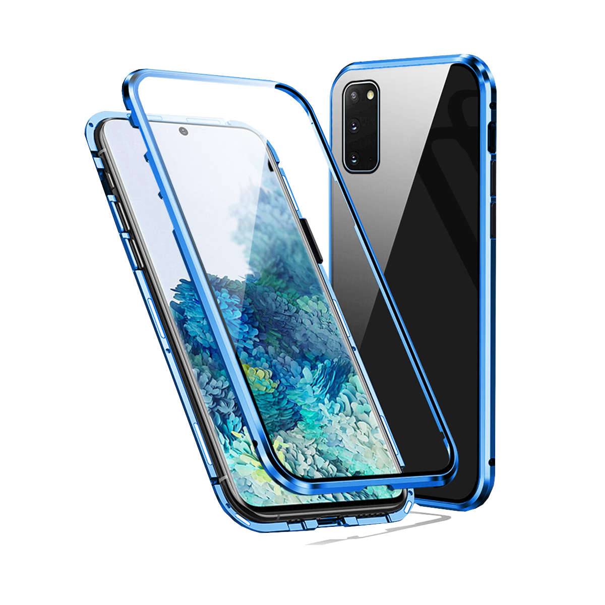 Beidseitiger 360 Grad Magnet / Glas Case Hülle Handy Tasche Bumper Blau für Samsung Galaxy S20 FE Fan Edition G780F G781B