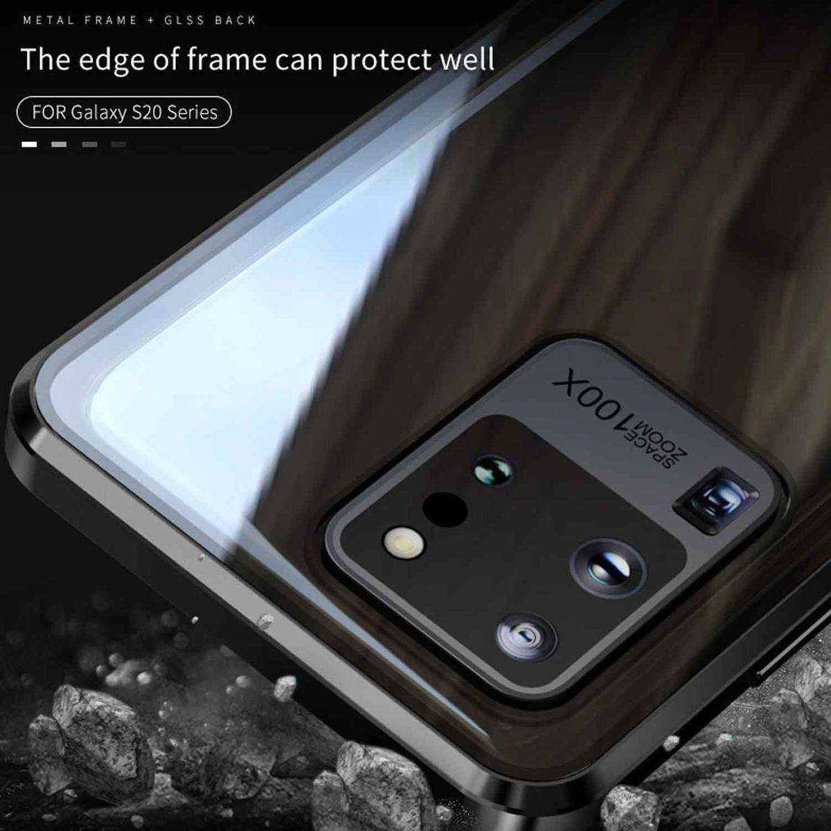 Beidseitiger 360 Grad Magnet / Glas Case Hülle Handy Tasche Bumper Blau für Samsung Galaxy S20 FE Fan Edition G780F G781B