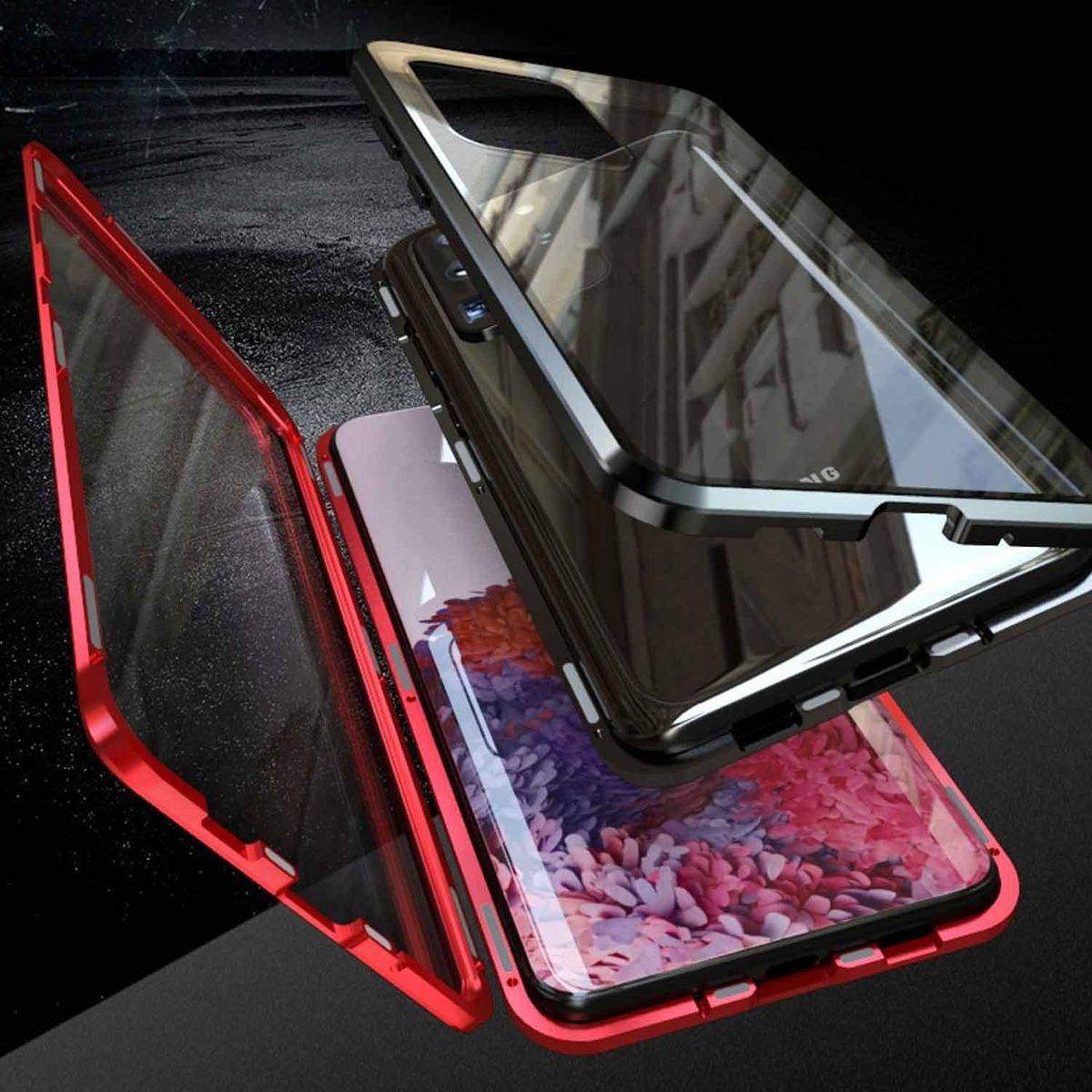 Beidseitiger 360 Grad Magnet / Glas Case Hülle Handy Tasche Bumper Blau für Samsung Galaxy S20 FE Fan Edition G780F G781B