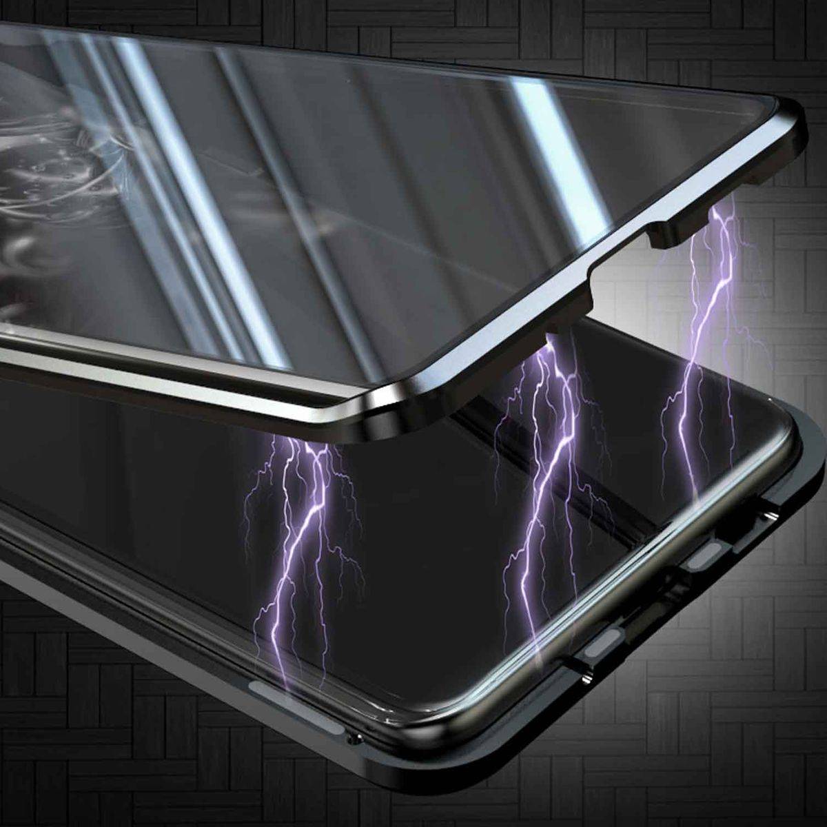 Beidseitiger 360 Grad Magnet / Glas Case Hülle Handy Tasche Bumper Blau für Samsung Galaxy S20 FE Fan Edition G780F G781B