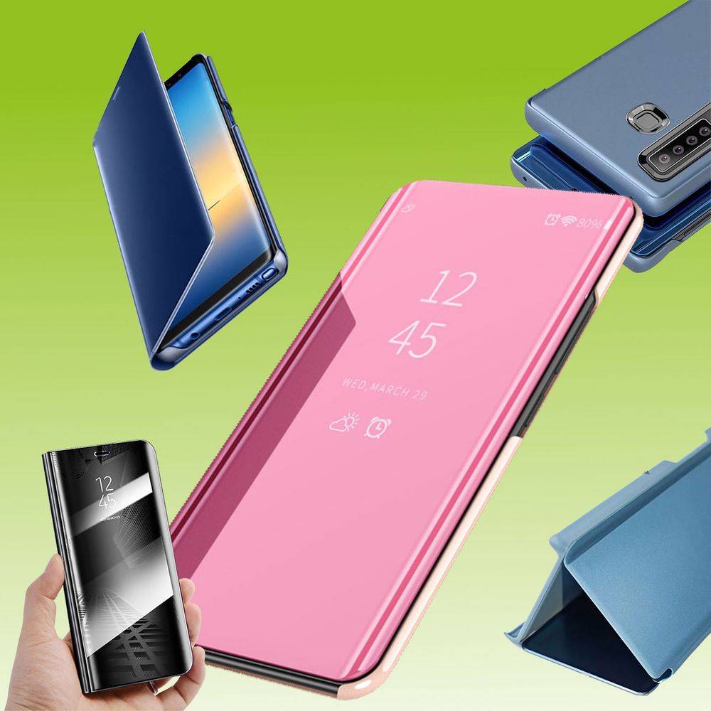 Für Sony Xperia 5 II 2. Gen Clear View Spiegel Mirror Smartcover Pink Schutzhülle Cover Etui Tasche Hülle Neu Case Wake UP Funktion