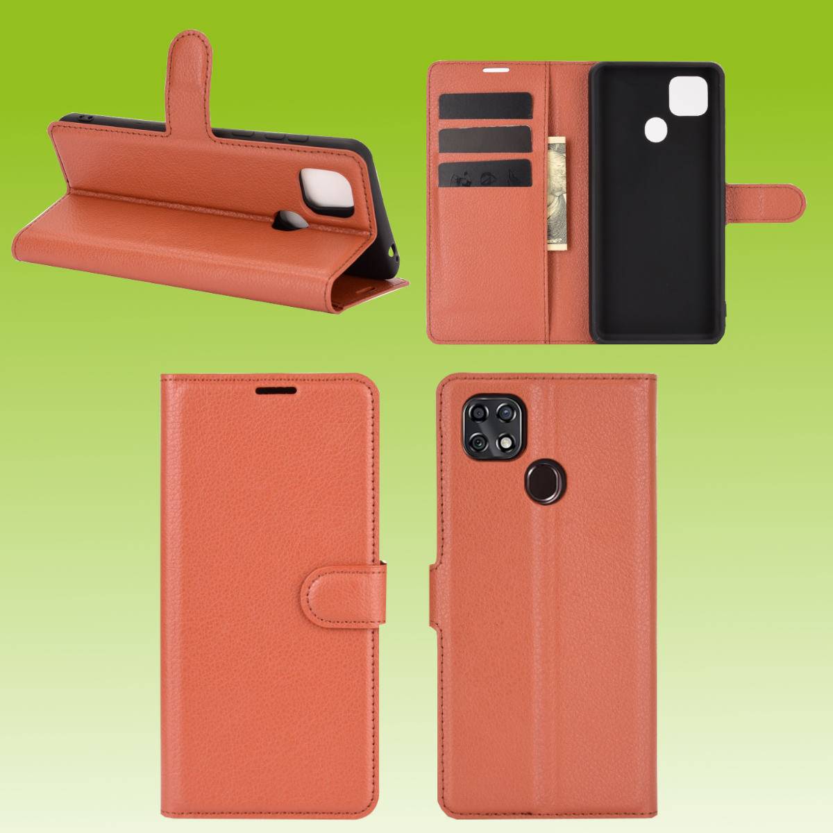 Für ZTE Blade 10 Smart / Blade 20 Handy Tasche Wallet Premium Braun Schutz Hülle Case Cover Etuis Neu Zubehör