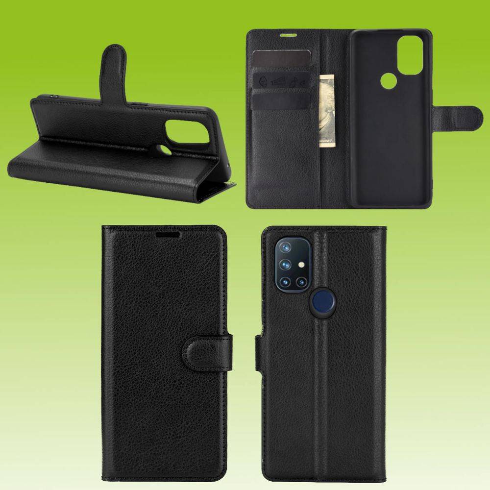 Für ONEPLUS Nord N10 5G Handy Tasche Wallet Premium Schwarz Schutz Hülle Case Cover Etuis Neu Zubehör