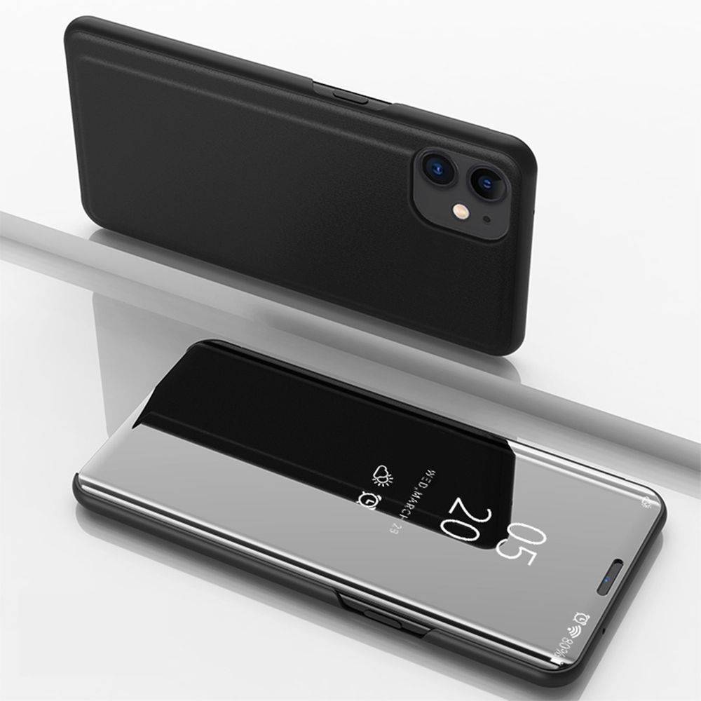 Für Apple iPhone 12 Mini 5.4 Zoll Clear View Spiegel Mirror Smartcover Schwarz Schutzhülle Cover Etui Tasche Hülle Neu Case Wake UP Funktion