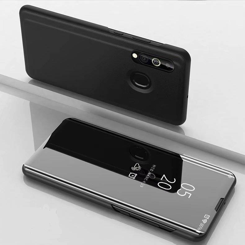 Für Samsung Galaxy A20S A207F Clear View Spiegel Mirror Smartcover Schwarz Schutzhülle Cover Etui Tasche Hülle Neu Case Wake UP Funktion