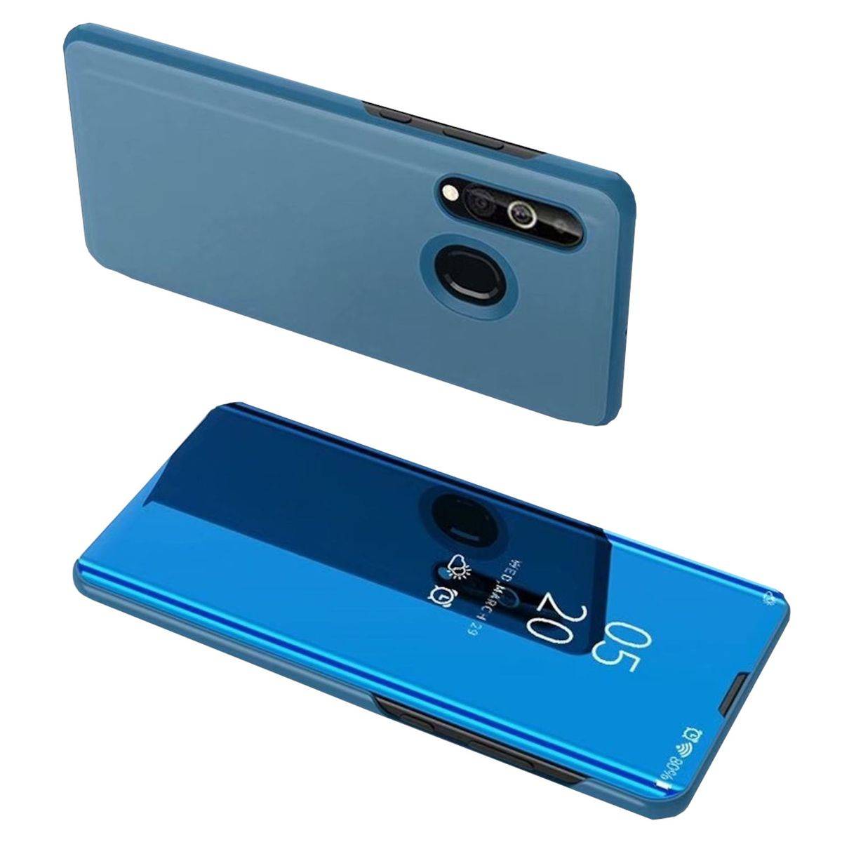 Für Samsung Galaxy A20S A207F Clear View Spiegel Mirror Smartcover Blau Schutzhülle Cover Etui Tasche Hülle Neu Case Wake UP Funktion