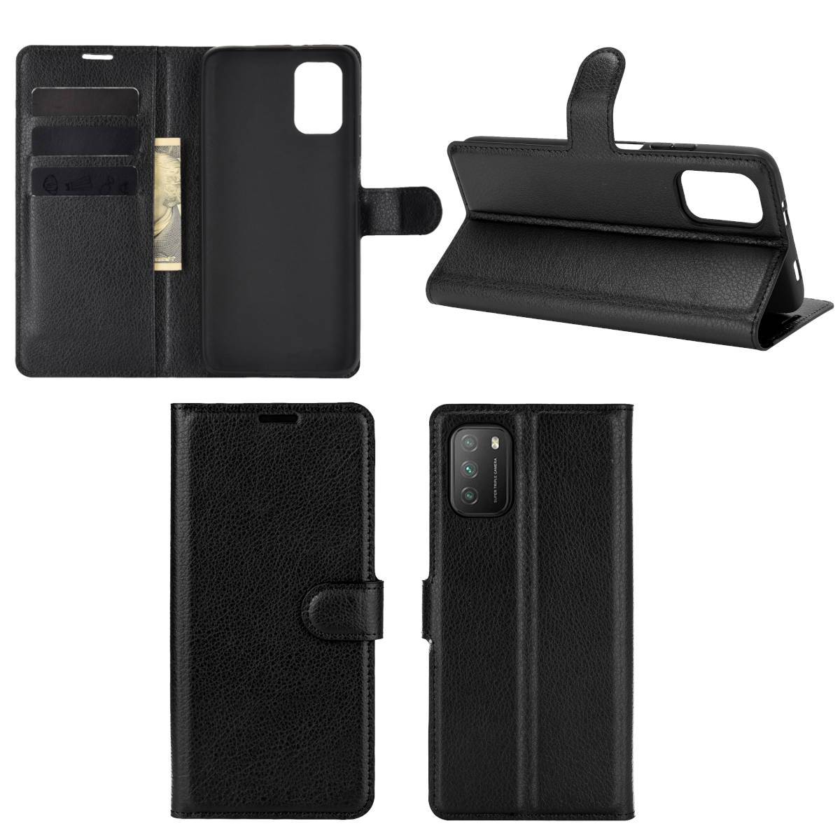 Für Xiaomi Poco M3 / Redmi 9T Handy Tasche Wallet Premium Schwarz Schutz Hülle Case Cover Etuis Neu Zubehör