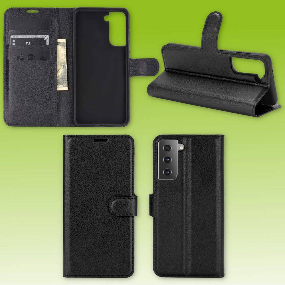 Für Samsung Galaxy S21 G991B Handy Tasche Wallet Premium Schwarz Schutz Hülle Case Cover Etuis Neu Zubehör