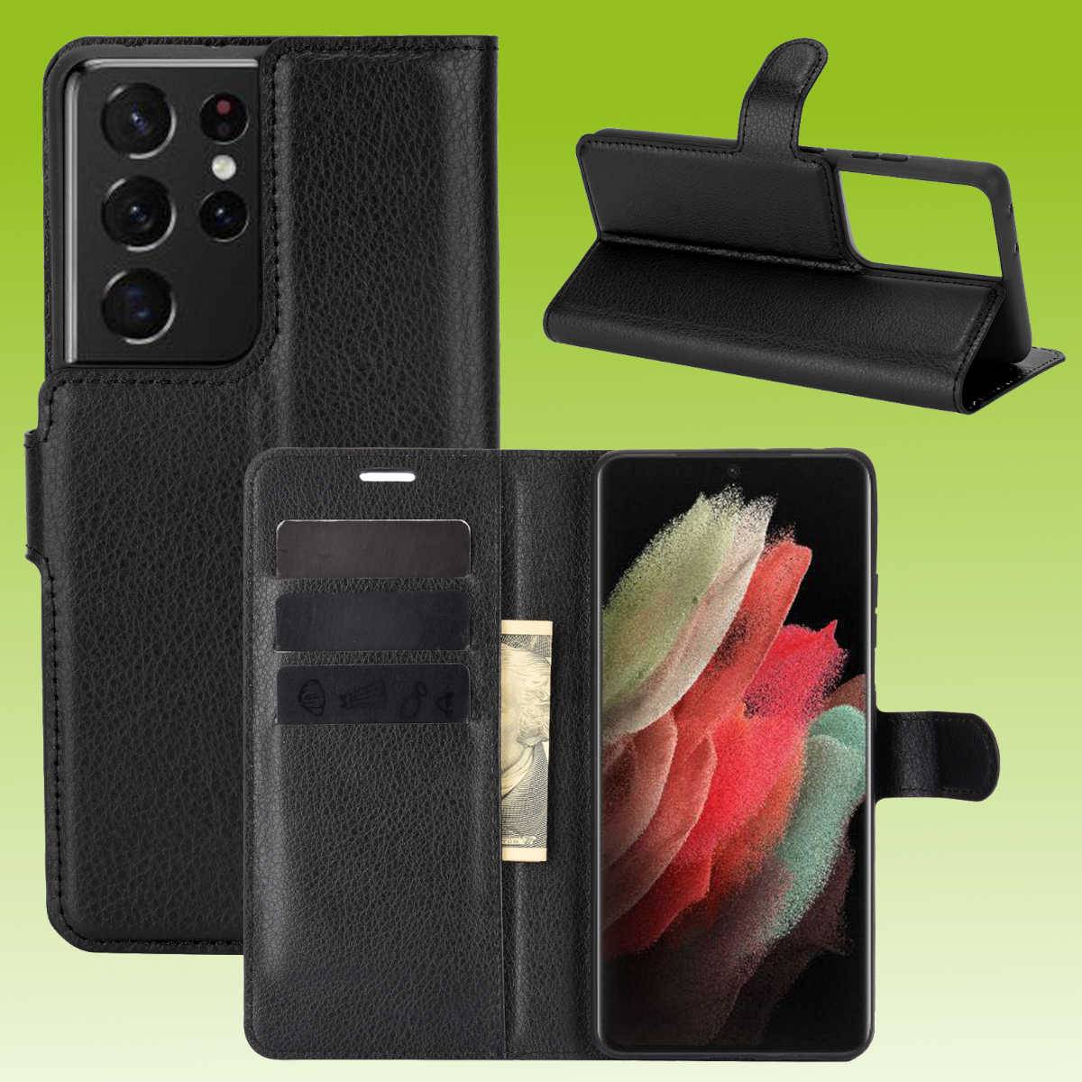 Für Samsung Galaxy S21 Ultra G998B Handy Tasche Wallet Premium Schwarz Schutz Hülle Case Cover Etuis Neu Zubehör