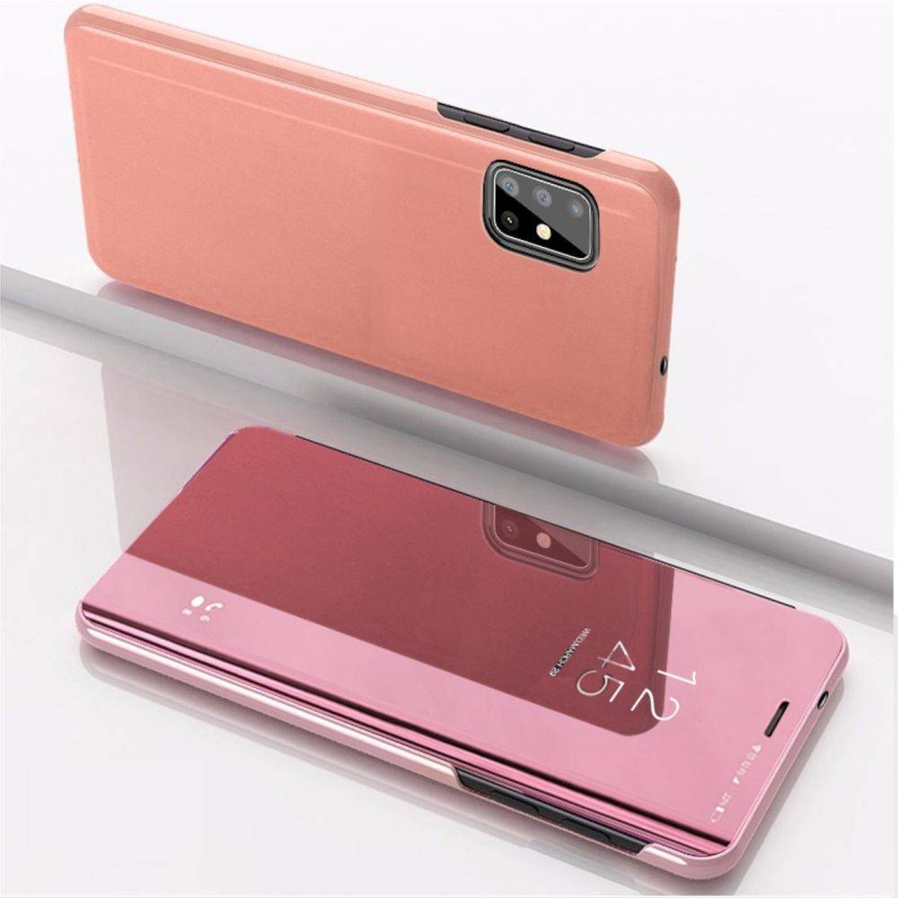 Für Samsung Galaxy M51 M515F Clear View Spiegel Mirror Smartcover Pink Schutzhülle Cover Etui Tasche Hülle Neu Case Wake UP Funktion