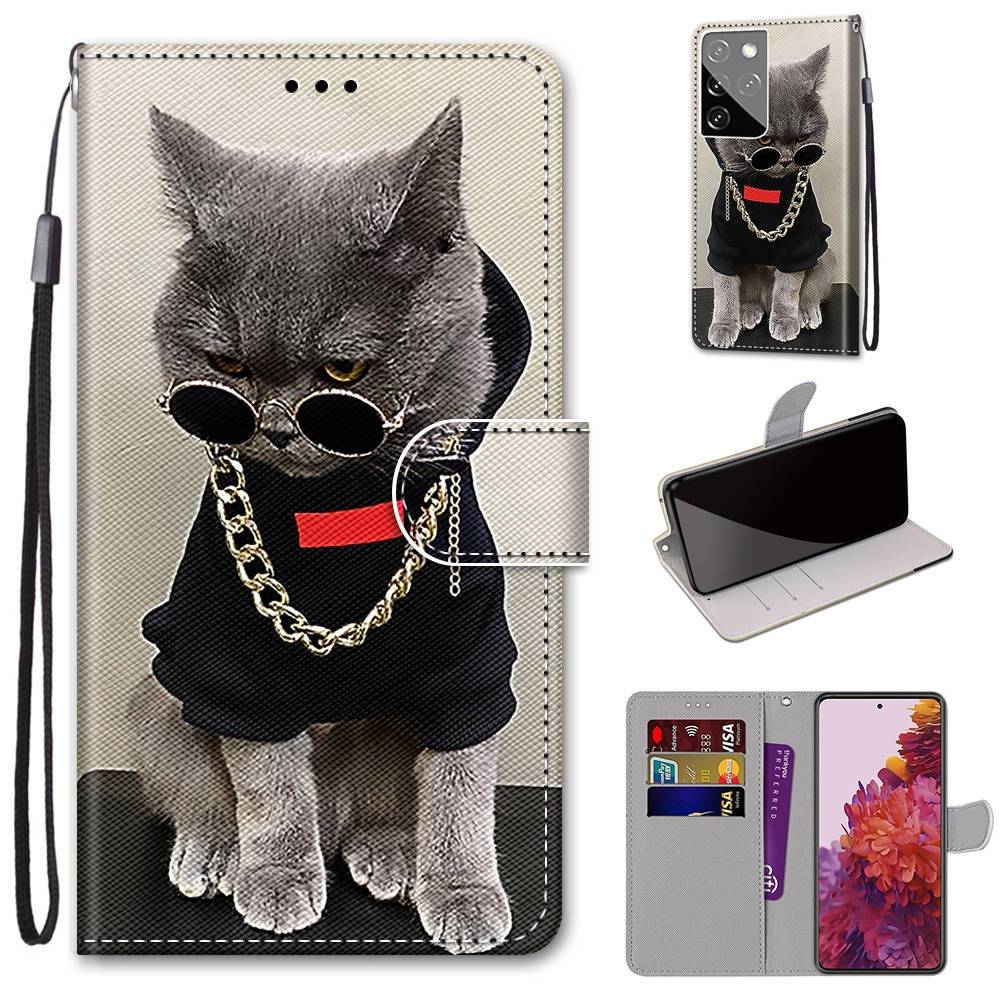 Für Samsung Galaxy S21 Ultra 5G G998B Kunstleder Handy Tasche Book Motiv 2 Schutz Hülle Case Cover Etui Neu