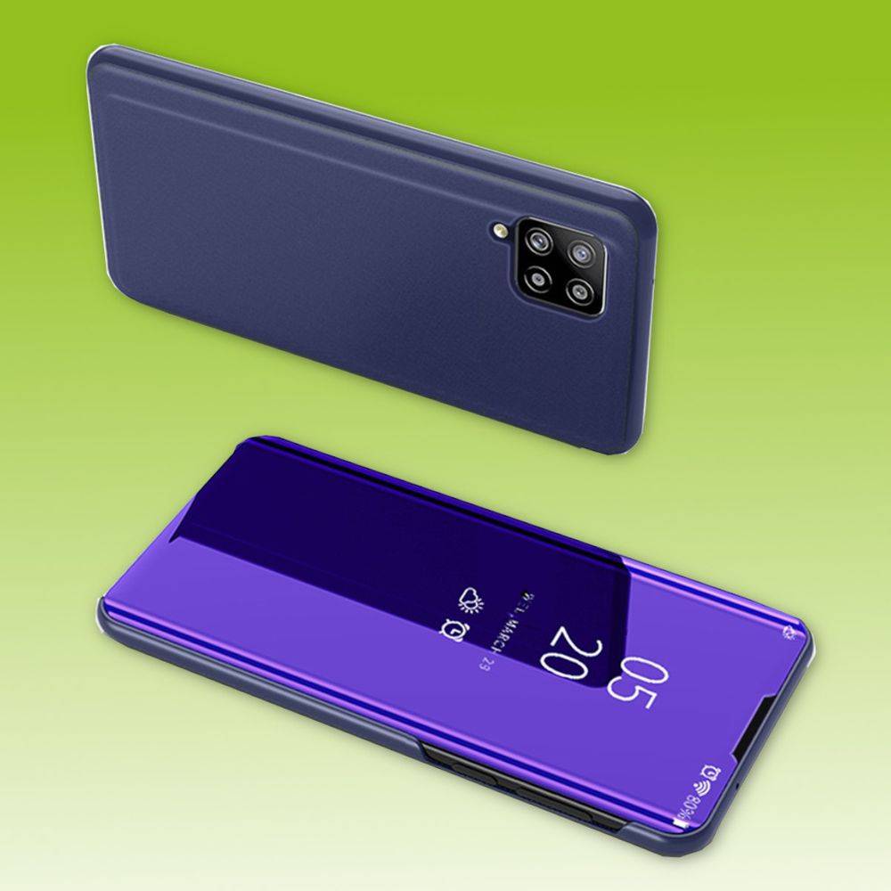 Für Samsung Galaxy A42 5G A426B Clear View Spiegel Mirror Smartcover Lila Schutzhülle Cover Etui Tasche Hülle Neu Case Wake UP Funktion