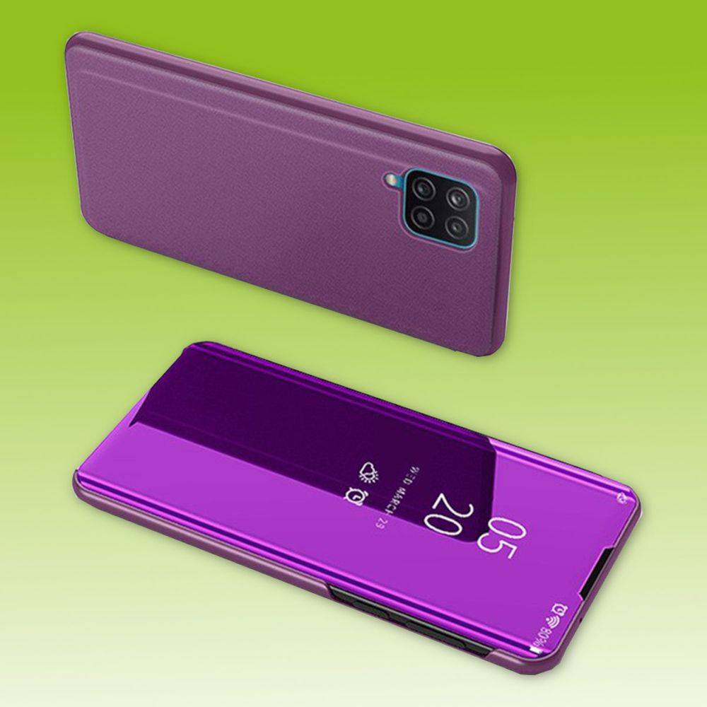Für Samsung Galaxy A42 5G A426B Clear View Spiegel Mirror Smartcover Magenta Schutzhülle Cover Etui Tasche Hülle Neu Case Wake UP Funktion