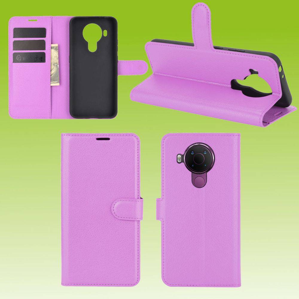 Für Nokia 5.4 Handy Tasche Wallet Premium Lila Schutz Hülle Case Cover Etuis Neu Zubehör