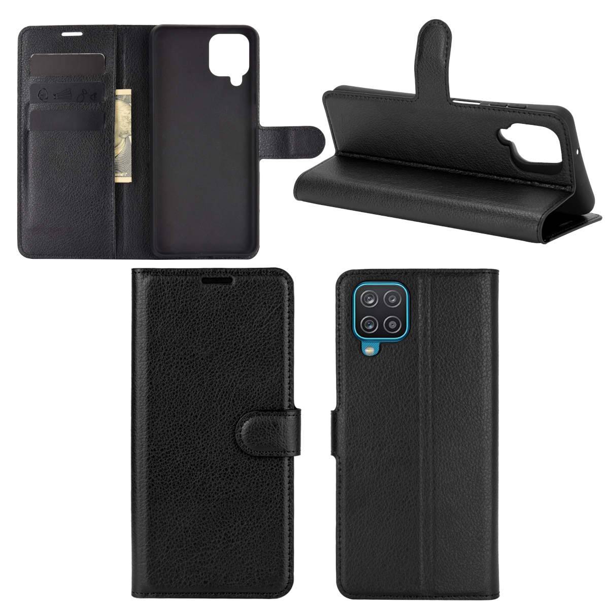 Für Samsung Galaxy A12 A125F Handy Tasche Wallet Premium Schwarz Schutz Hülle Case Cover Etuis Neu Zubehör