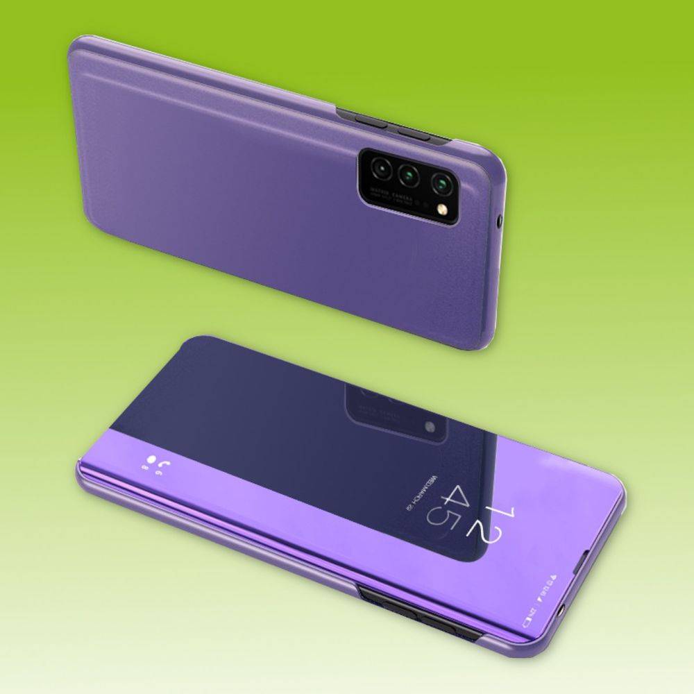 Für Samsung Galaxy A41 A415F Clear View Spiegel Mirror Smartcover Lila Schutzhülle Cover Etui Tasche Hülle Neu Case Wake UP Funktion