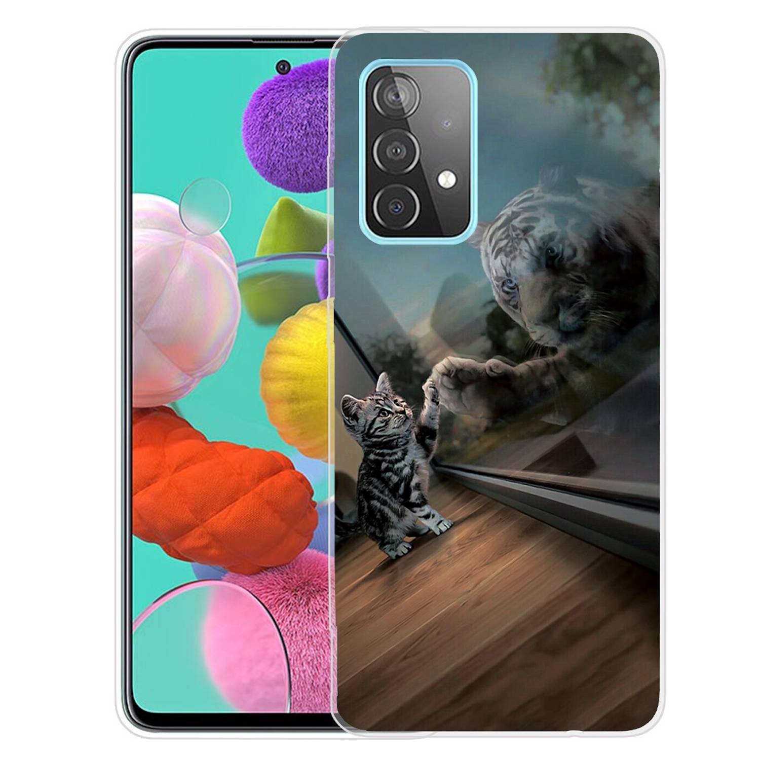 Für Samsung Galaxy A32 5G Silikon Case TPU Motiv Mirror Tiger Schutz Muster Tasche Hülle Cover Etuis Zubehör