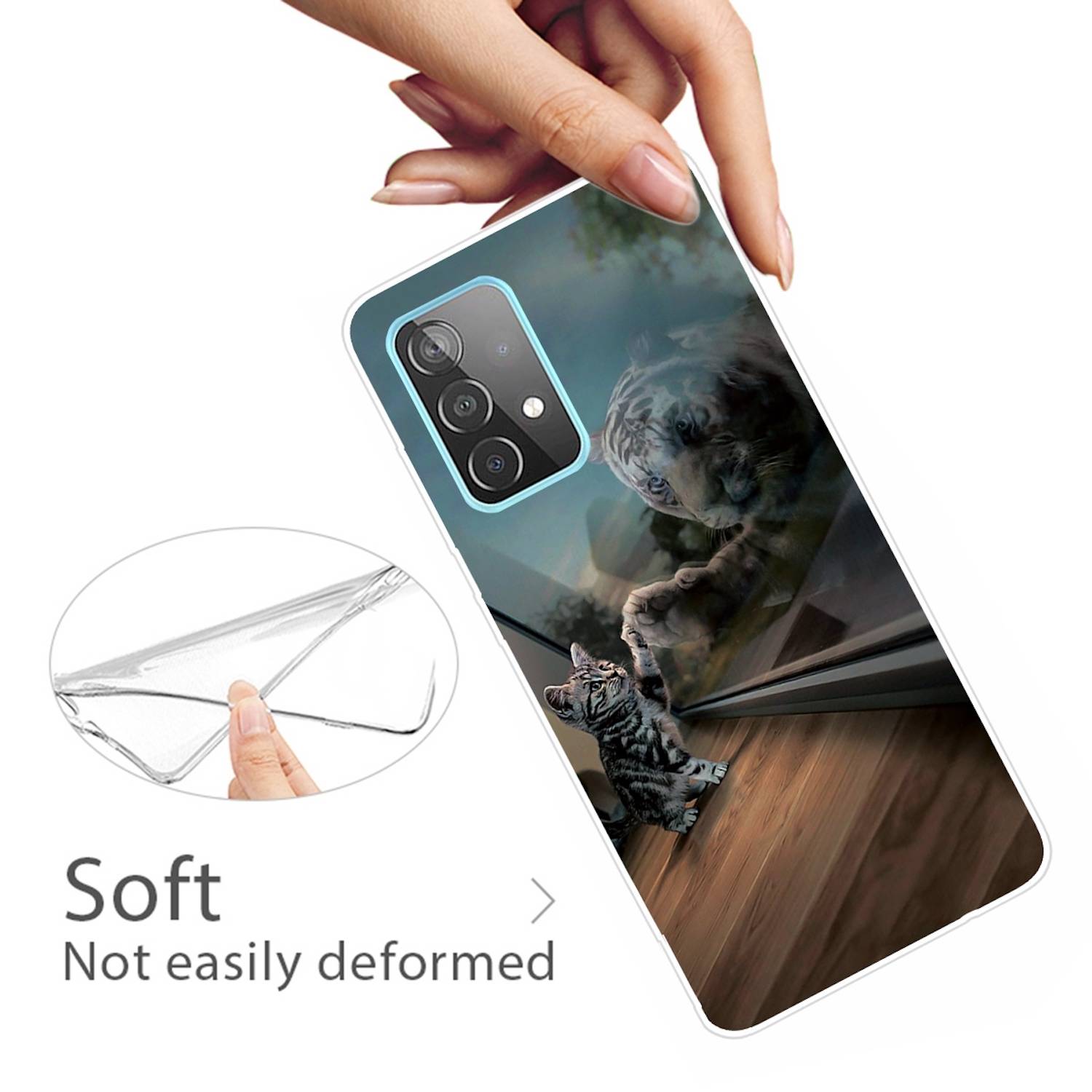 Für Samsung Galaxy A32 5G Silikon Case TPU Motiv Mirror Tiger Schutz Muster Tasche Hülle Cover Etuis Zubehör